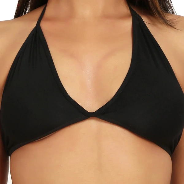 Women's Nylon Spandex Black Bikini Sexy Bra Panty (Black) - Black, 0.15, Bra Panty Set, 30
