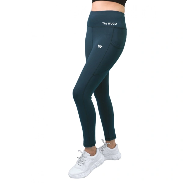 Women's Polyster Solid Sport Leggings (Blue) - Blue, 0.35, XL