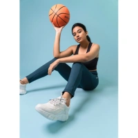 Women's Polyster Solid Sport Leggings (Blue) - Blue, 0.35, XL