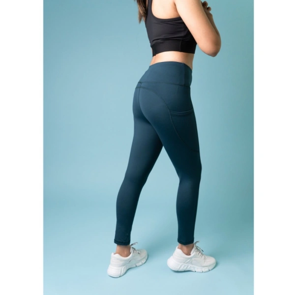 Women's Polyster Solid Sport Leggings (Blue) - Blue, 0.35, XL