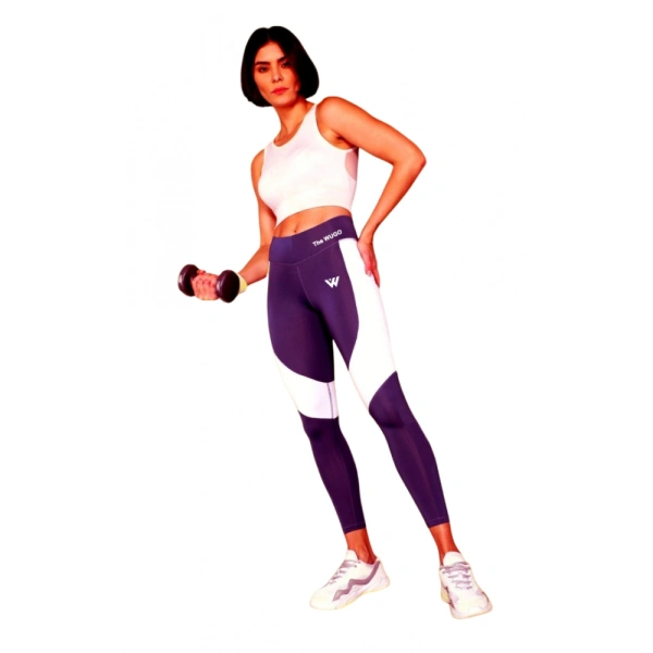 Women's Polyster Solid Sport Leggings (Purple) - Purple, 0.35, XS