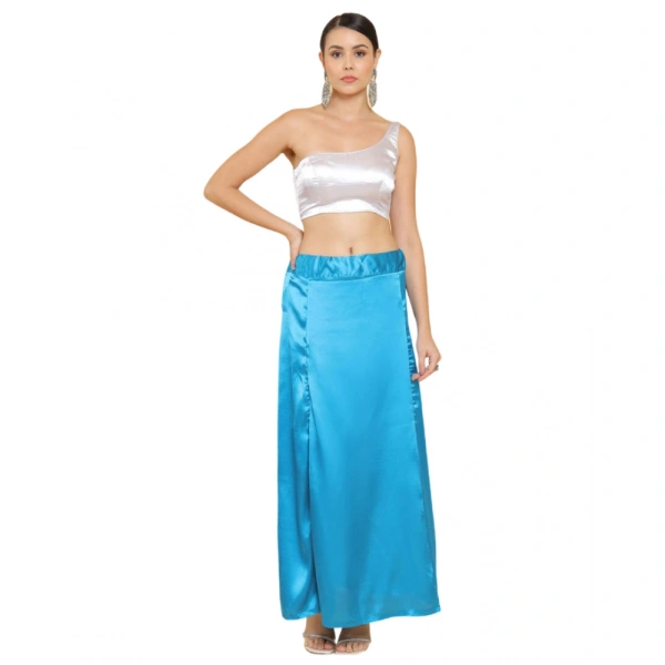 Women's Silk Solid Free Size Petticoat (Blue) - Blue, 0.35