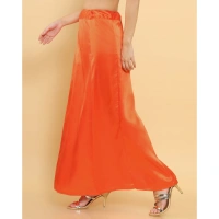 Women's Silk Solid Free Size Petticoat (Orange) - Orange, 0.35