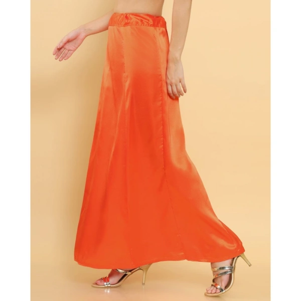 Women's Silk Solid Free Size Petticoat (Orange) - Orange, 0.35