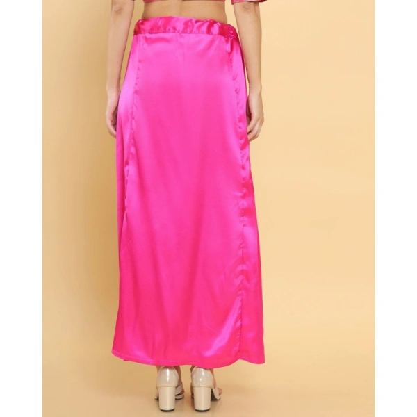 Women's Silk Solid Free Size Petticoat (Pink) - Pink, 0.35