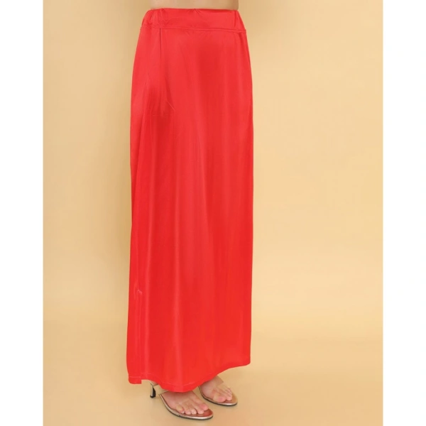 Women's Silk Solid Free Size Petticoat (Red) - Red, 0.35