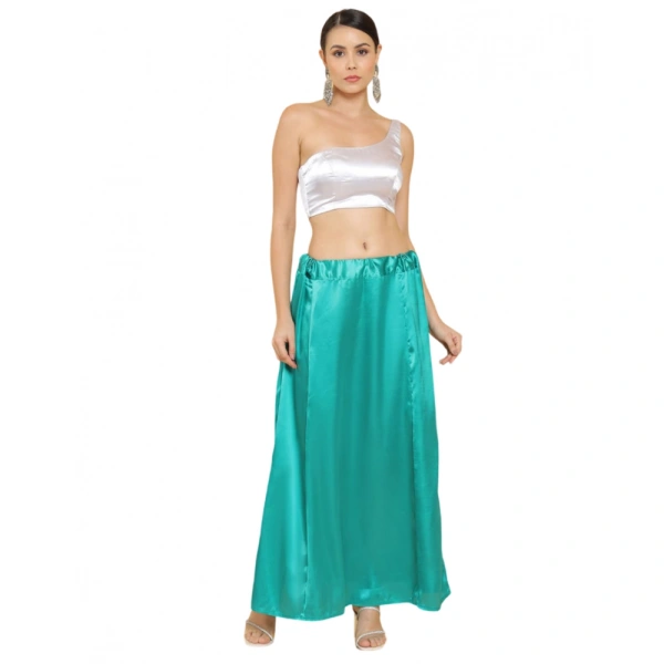 Women's Silk Solid Free Size Petticoat (SeeSaw Green) - SeeSaw Green, 0.35