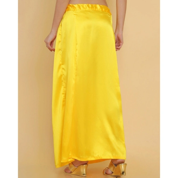 Women's Silk Solid Free Size Petticoat (Yellow) - Yellow, 0.35