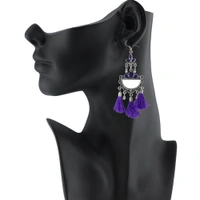 Shopnav shopnav's Women's Silver Plated Afgani Tassel Earring (Color: Purple) - Purple, Silver Plated