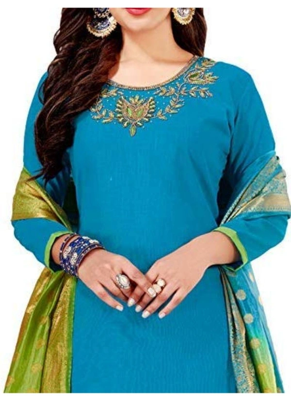 Women's Slub Cotton Unstitched Salwar-Suit Material With Dupatta (Sky Blue, 2 Mtr) - Dark Pink, 0.44, 2 Mtr