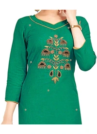 Women's South Slub Cotton Unstitched Salwar-Suit Material With Dupatta (Green, 2 Mtr) - Green, 0.44, 2 Mtr