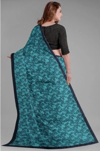 Women's Super Line Saree with Blouse (Rama, 5-6 Mtrs) - Rama, 0.45