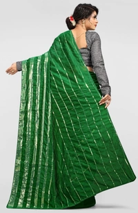 Women's Vichitra Saree with Blouse (Green, 5-6 Mtrs) - Green, 0.45
