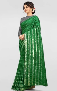 Women's Vichitra Saree with Blouse (Green, 5-6 Mtrs) - Green, 0.45