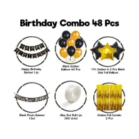 Shopnav Happy Birthday Decoration Combo Of Curtain And Metallic And Foil Balloons (Multicolor)