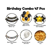 Shopnav Happy Birthday Decoration Combo Of Foil Curtain, Banner And Balloons (Multicolor)