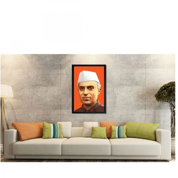 shopnav's Jawaharlal Nehru Painting with Synthetic Photo Frame (Multicolor) - 0.08, Multicolor
