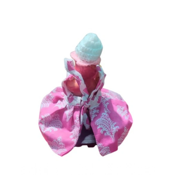 Shopnav Laddu Gopal Cottn Dress Size: 0 To 6 (Pink) - Pink