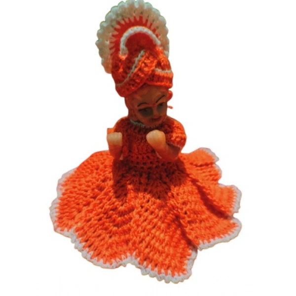 Shopnav Laddu Gopal Tharad Dress Size: 0 To 6 (Orange) - Orange