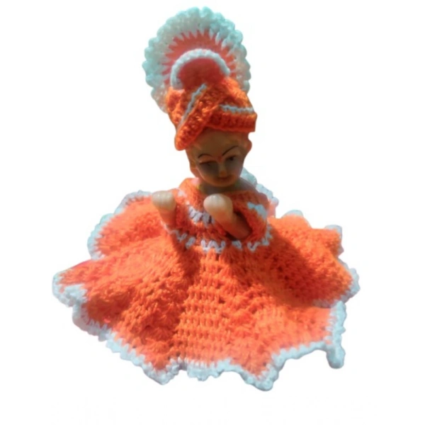 Shopnav Laddu Gopal Tharad Dress Size: 0 To 6 (Orange-White) - Orange - White