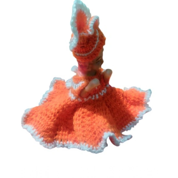 Shopnav Laddu Gopal Tharad Dress Size: 0 To 6 (Orange-White) - Orange - White