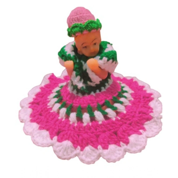 Shopnav Laddu Gopal Tharad Dress Size: 0 To 6 (Pink-Green) - Pink -Green