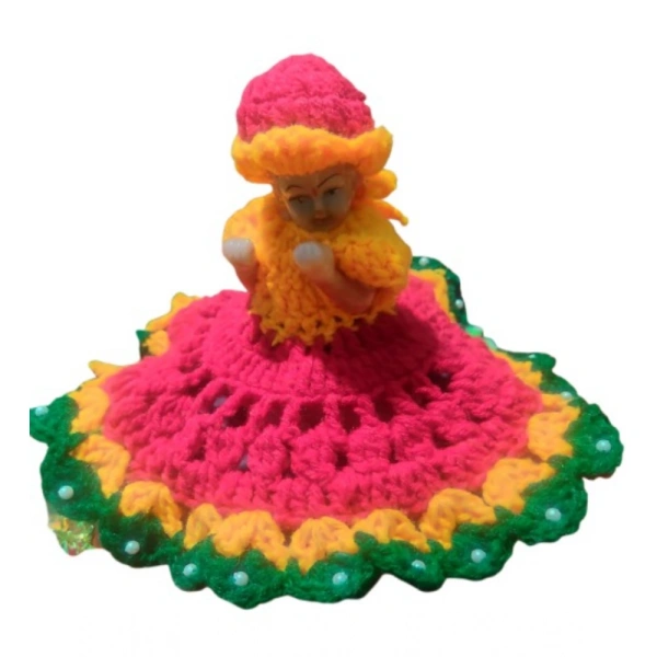 Shopnav Laddu Gopal Tharad Dress Size: 0 To 6 (Red-Yellow-Green) - Red - Yellow - Green