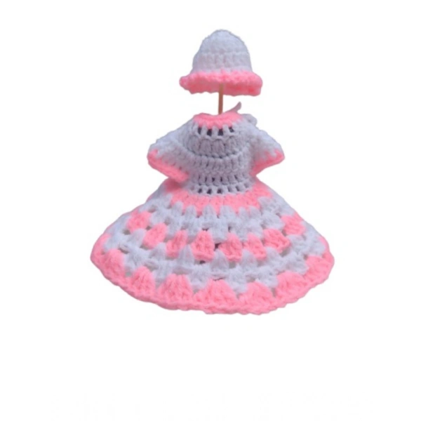 Shopnav Laddu Gopal Tharad Dress Size: 0 To 6 (White-Baby Pink) - White - Baby Pink