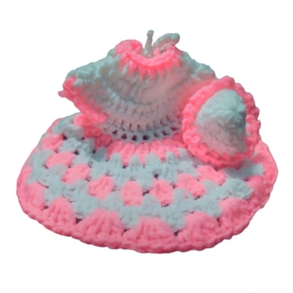 Shopnav Laddu Gopal Tharad Dress Size: 0 To 6 (White-Baby Pink) - White - Baby Pink