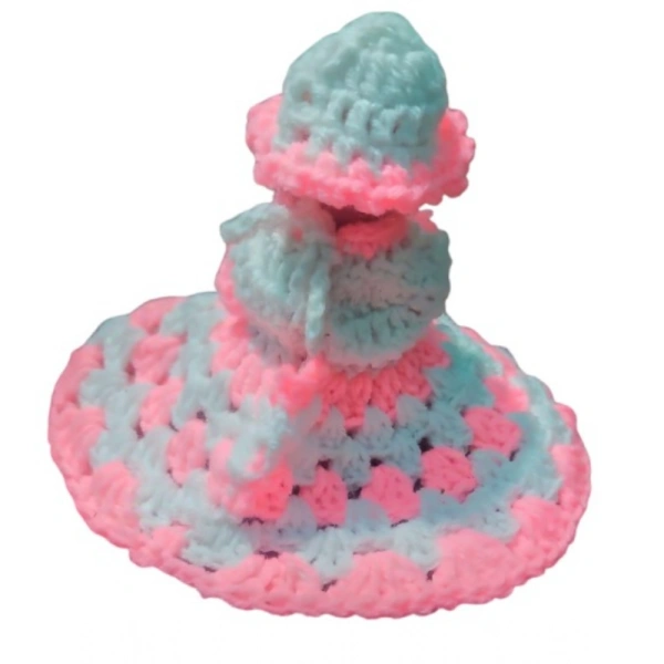Shopnav Laddu Gopal Tharad Dress Size: 0 To 6 (White-Baby Pink) - White - Baby Pink