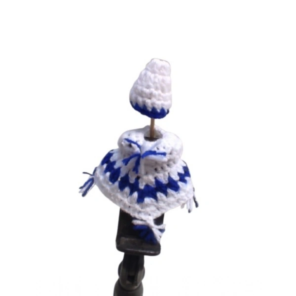 Shopnav Laddu Gopal Tharad Dress Size: 0 To 6 (White-Blue) - White - Blue
