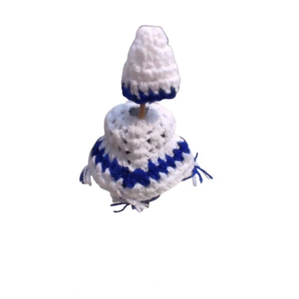 Shopnav Laddu Gopal Tharad Dress Size: 0 To 6 (White-Blue) - White - Blue