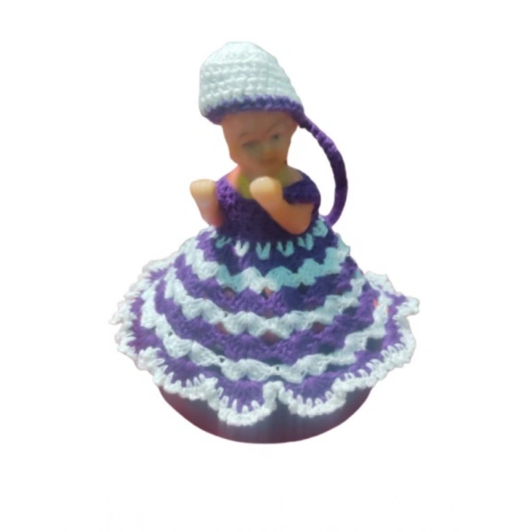 Shopnav Laddu Gopal Tharad Dress Size: 0 To 6 (White-Lavender) - White - Lavender