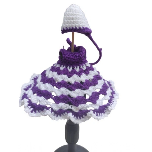 Shopnav Laddu Gopal Tharad Dress Size: 0 To 6 (White-Lavender) - White - Lavender