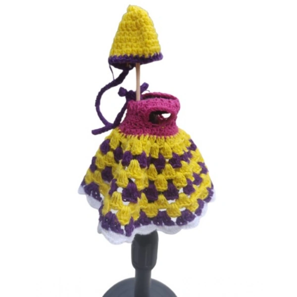 Shopnav Laddu Gopal Tharad Dress Size: 0 To 6 (Yellow-Blue) - Yellow - Blue