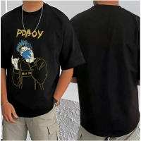 Shopnav Men's Casual Cotton Blend Printed Round Neck Half Sleeve T-Shirt (Black) - 2XL