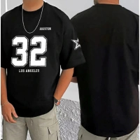 Shopnav Men's Casual Cotton Blend Printed Round Neck Half Sleeve T-Shirt (Black) - L