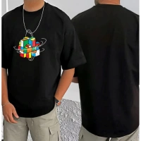 Shopnav Men's Casual Cotton Blend Printed Round Neck Half Sleeve T-Shirt (Black) - L