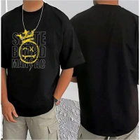 Shopnav Men's Casual Cotton Blend Printed Round Neck Half Sleeve T-Shirt (Black) - XL