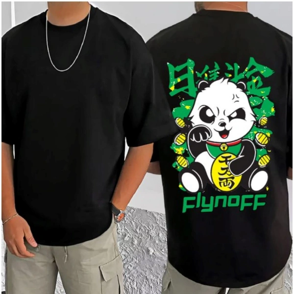 Shopnav Men's Casual Cotton Blend Printed Round Neck Half Sleeve T-Shirt (Black) - L