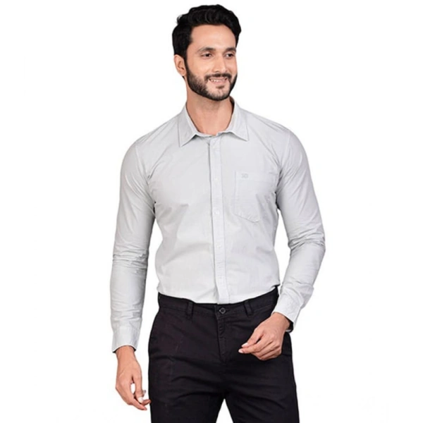 Shopnav Men's Casual Cotton Full Sleeve Solid Shirt (Grey) - L