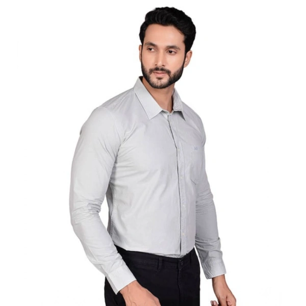 Shopnav Men's Casual Cotton Full Sleeve Solid Shirt (Grey) - L