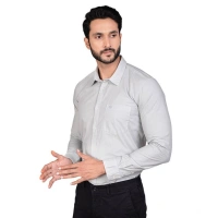 Shopnav Men's Casual Cotton Full Sleeve Solid Shirt (Grey) - L