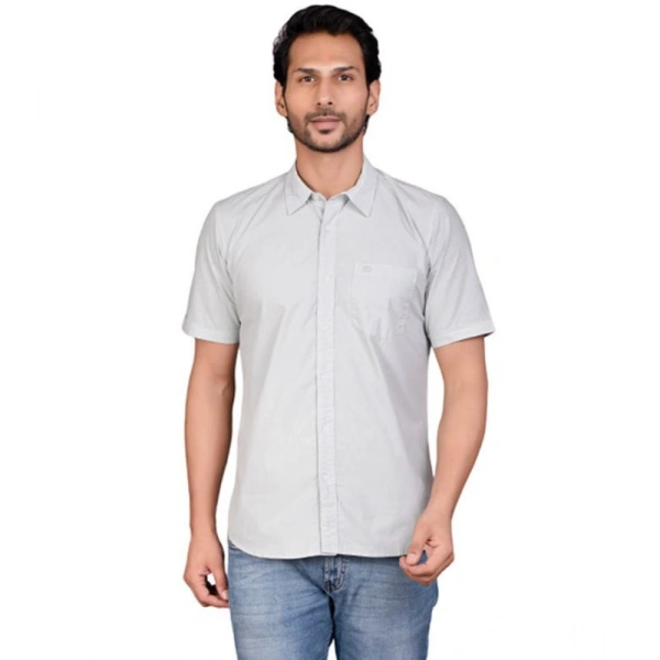 Shopnav Men's Casual Cotton Half Sleeve Solid Shirt (Grey) - M