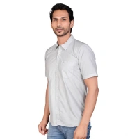 Shopnav Men's Casual Cotton Half Sleeve Solid Shirt (Grey) - M