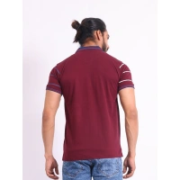 Men's Casual Cotton Printed Polo Neck Half Sleeve T-Shirt (Purple) - M
