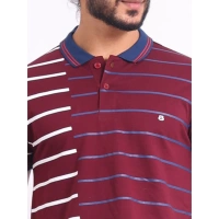 Men's Casual Cotton Printed Polo Neck Half Sleeve T-Shirt (Purple) - M