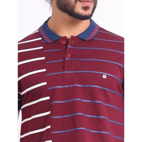 Men's Casual Cotton Printed Polo Neck Half Sleeve T-Shirt (Purple) - M