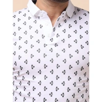 Men's Casual Cotton Printed Polo Neck Half Sleeve T-Shirt (White) - 2XL