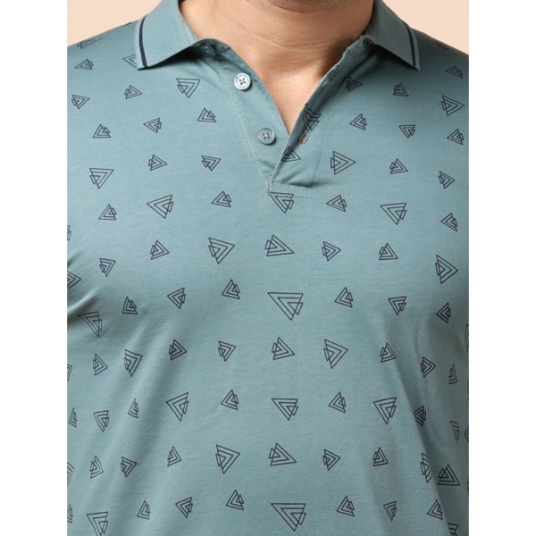 Men's Casual Cotton Printed Polo Neck Half Sleeve T-Shirt (Grey) - M